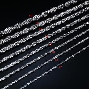 Cadena de Cuerda de 3mm 4mm 6mm 8mm 10mm 12mm, Collar Clásico de Acero Inoxidable con Circonitas, Estilo Hiphop Rock, Chapado en Oro de 18K para Niños - Product Image 6