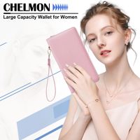 Harga grosir disesuaikan wanita kapasitas besar RFID kulit PU dompet genggam dengan ritsleting pergelangan tangan dompet perjalanan panjang