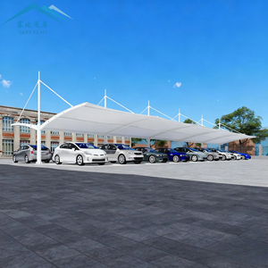 โครงสร้างเหล็กขนาดใหญ่คุณภาพสูง ทนทาน ผ้าคลุม PVDF สำหรับจอดรถเดี่ยวหรือคู่ กันน้ำ - Product Image 3