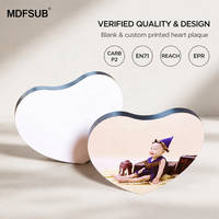 Plaques en MDF vierges pour sublimation en forme de cœur, 6x6 pouces, 9 mm, blanc brillant, personnalisables, certifiées CARB P2 REACH MDFSUB