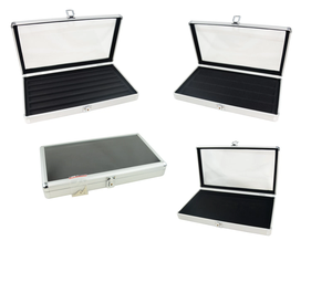 <span class=keywords><strong>Vitrine</strong></span> en aluminium avec couvercle en <span class=keywords><strong>verre</strong></span> et choix d'inserts de compartiment noirs - Product Image 4