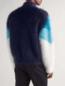 Custom Winter Warm Furry Knit Pullover Round Neck Long Sleeve <b>Mohair</b> Jacquard Brushed <b>Men's</b> <b>Sweater</b> - Product Image 2