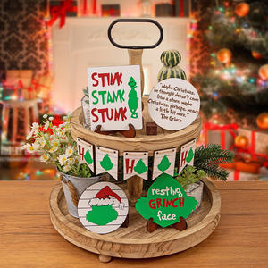 Ensemble de décorations de Noël Goblin vert de Noël-Sets de table de bureau, décorations de plateau en couches - Product Image 4