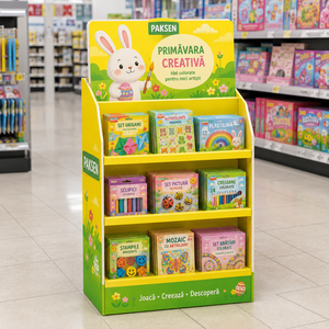 Toy Display Paper Corrugated Floor <b>Stand</b>, Cartoon Custom <b>Print</b> For Kids Educational Toys, Supermarket Children Zone Retail Use - Product Image 3