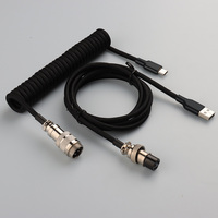 Cable con Conector de Aviación Gx16, Cable USB a Tipo C para Teclado, Cable de Datos USB-C Enrollado para Teclado Mecánico