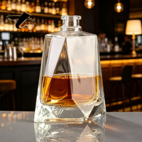 Bouteille de boisson en verre carrée de luxe personnalisée de 750 ml à fond plat pour le brandy, le whisky, le rhum, la tequila au meilleur prix