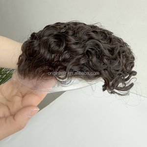 Prothèses capillaires pour hommes en cheveux humains naturels, avec dentelle suisse, style 'Back Hairstyles' et 'Water Wave', 24mm, pour systèmes de remplacement et perruques toupet - Product Image 3