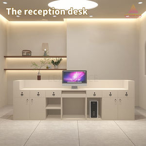 מודרני שולחן קבלה ארוך לבן עם דלפק קבלה עם אור led לסלון שיער וספא - Product Image 4