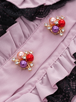 Bijoux DIY de luxe, bouton de manchette en forme de cœur à fleurs avec trois perles de 29 mm, accessoire en strass pour vêtements