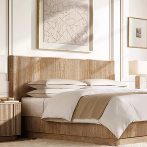 Cama de Plataforma de Roble Macizo de Alta Calidad, Moderna y Minimalista, Modelo Mulholland, Cama Suave con Panel, Extra Grande, Juego de Muebles de Dormitorio de Lujo, 10 Años de Garantía - Product Image 1