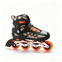 Superbes patins à roulettes d'extérieur couleur orange avec 4 roues en PU lumineuses pour protéger les chaussures et assurer la sécurité des patineurs