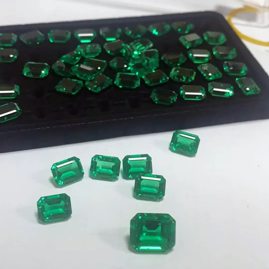 Tianchen Schmuck Großhandel Kolumbien Green Color Lab Grown Emerald Synthetic Loose Emerald Edelstein