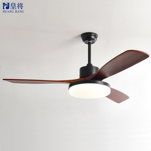 Ventilateur de plafond en bois massif à 3 pales de 56 pouces d'inspiration vintage américaine avec moteur AC, lumière LED et télécommande - pour les salons et les salles à manger - Product Image 1
