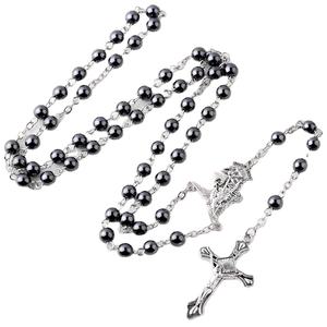 Cuentas <span class=keywords><strong>de</strong></span> hematita <span class=keywords><strong>de</strong></span> 6mm <span class=keywords><strong>para</strong></span> hombres, collar <span class=keywords><strong>de</strong></span> <span class=keywords><strong>cadena</strong></span> con colgante <span class=keywords><strong>de</strong></span> San Valentín con colgante <span class=keywords><strong>de</strong></span> cruz <span class=keywords><strong>de</strong></span> <span class=keywords><strong>plata</strong></span>, regalo religioso, joyería <span class=keywords><strong>de</strong></span> moda - Product Image 6