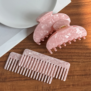<span class=keywords><strong>Alang</strong></span> Pink Small Fresh Shark Clip Female Arrière Head Hair Accessory High Ponytail Hair Claw Girl's Acetic Acid Grip Comb - Product Image 3