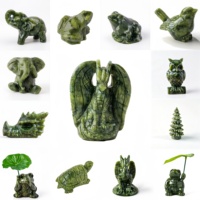Vente en gros de mini-statues d'animaux sculptées en pierre de serpentine naturelle : Dragon, Éléphant, Tortue, Grenouille – Décoration de bureau en cristal, Cadeau en vrac