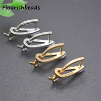 Accessoires de bijouterie Anti Fading 18K Plaqué or Métal Laiton CZ Pave Géométrique Triangle Boucle d'oreille Crochets Résultats
