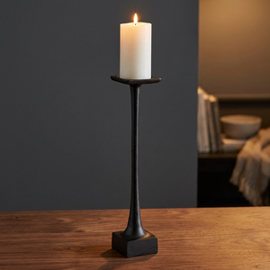 Support de bougie noir avec base carrée et tige haute pour la décoration de la maison - Product Image 5