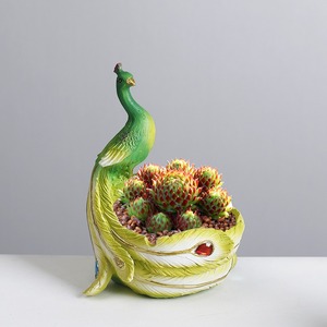 Pot de fleurs en résine au design européen, motif paon de dessin animé, mignon, <span class=keywords><strong>pour</strong></span> décoration intérieure, balcon, jardin, avec plantes succulentes, <span class=keywords><strong>idée</strong></span> <span class=keywords><strong>cadeau</strong></span> - Product Image 2