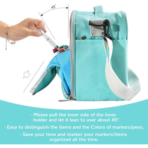 Sac fourre-tout personnalisable pour fournitures artistiques, mode décontractée, grande capacité avec fermeture éclair pour marqueurs, crayons, pinceaux (matériau PU) - Product Image 3