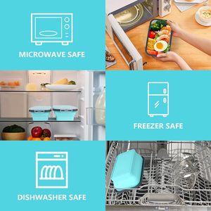 Food <b>Storage</b> Containers With Lids 4PCS Silicone <b>Collapsible</b> Lunch Box Airtight Vacuum Seal Freezer Microwavable Food Containers - Product Image 5