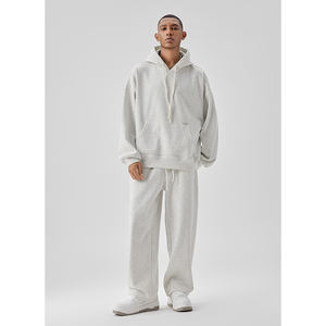 Sudadera con capucha de gran tamaño deportiva informal para hombre primavera otoño juvenil Popular Color sólido fuera del hombro algodón poliéster estampado bordado - Product Image 1