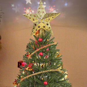 <b>LED</b> Treetop Star Decorative <b>Lights</b> Five Pointed Star Projection Rotating Christmas <b>Tree</b> Topper Hanging Ornament - Product Image 1
