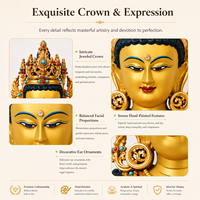 Statue d'Avalokiteshvara à quatre bras en laiton antique, sculpture bouddhiste plaquée or faite à la main, thème ange pour la décoration d'autel de maison ou de jardin