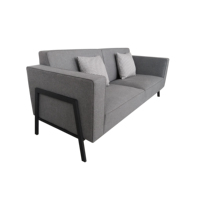 Canapé double moderne pour hôtel commercial, meuble de maison, villa, tissu gris rembourré, canapé 2 places avec pieds en métal