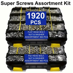 Super Screws Assortment Kit 1920 Pcs Stainless Steel Metric Pan Head Flat Head Bolt Nut Washer Set - Product Image 1