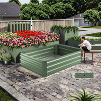Canteiro Elevado Quadrado de Aço Galvanizado DIY com Cesto de Flores para Viveiro e Embalagem Ecológica em Caixa