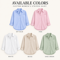 Chemise en coton rayée personnalisée pour femme, col rabattu, manches longues, coupe ample, boutonnée, pour le printemps, l'été et le quotidien