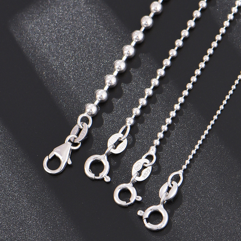 925 sterling silver bead ball necklace