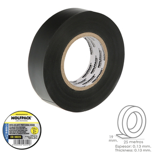 Nastro isolante professionale nero, spessore 0,13 mm, larghezza 19 mm, rotolo da 25 metri - Product Image 1