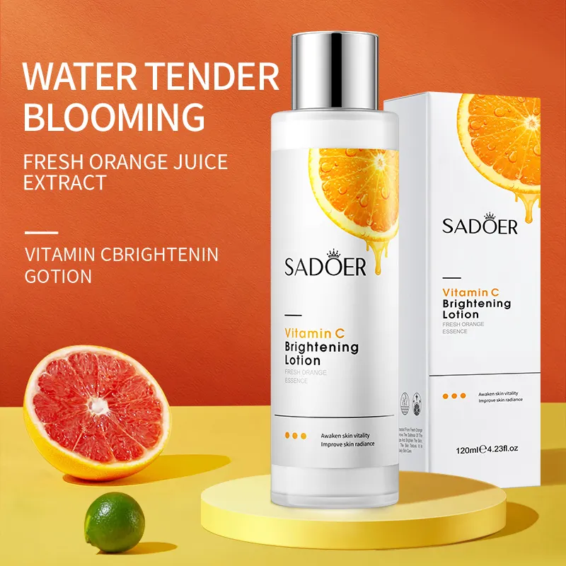 Oem Odm Sadoer Oranje Extract Vitamine C Voedende Gezicht Lotion Lightening Verfrissende Energie Flessen Vitamine C Facial Lotion