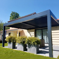 Système motorisé de toit rétractable pour gazebo de jardin, pergola en aluminium avec toit à lames pour piscine