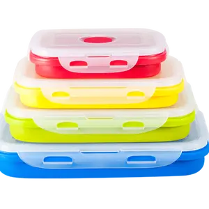 USSE Hot Sell 350ml 540ml 800ml 1200ml 1600ml Collapsible Silicone Lunch Boxes Microwave Silicone Food Storage Container