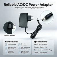Adaptateur secteur 12V 2A 50/60Hz 24W, vente en gros directe d'usine, prise US/EU, adaptateur mural pour routeurs, bande LED