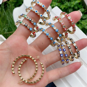 Boucles d'oreilles en émail turc mauvais <span class=keywords><strong>yeux</strong></span> bleus, <span class=keywords><strong>yeux</strong></span> <span class=keywords><strong>grec</strong></span> plaqué or 24k, boucles d'oreilles assorties pour les <span class=keywords><strong>yeux</strong></span> - Product Image 5