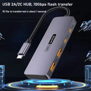 High Quality 4 Ports USB 10Gbps Hub with USB Hub <strong>Type</strong> C 3.2 Gen 2 3.2 Usb Hub <strong>Data</strong> Transmission Splitter for Laptop PC <strong>Computer</strong> - Product Image 5