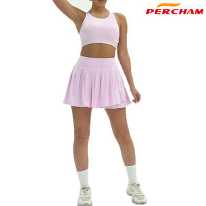 Damen Spandex Polyester Strick Gym Rock Set Custom OEM <span class=keywords><strong>2</strong></span>-teiliges Outfit inklusive Top und Rock für Erwachsene Perfect Tennis Wear - Product Image 4