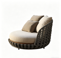 Canapé d'extérieur en teck, rotin et aluminium, mobilier de jardin, salon de jardin, mobilier de terrasse, mobilier de salle à manger d'extérieur