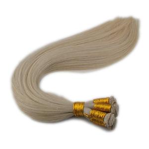 Extensions de cheveux humains tissées à la main, blond blanc # 60 mèches lisses et soyeuses de 14 pouces, 100g, qualité supérieure, toutes couleurs compatibles - Product Image 3