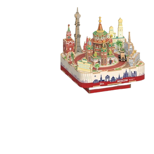 Rompecabezas 3D de madera educativo transfronterizo: Caja de música de Moscú y modelo de la Catedral de San Basílio, de ensamblaje a presión, adorno de escritorio, regalo - Product Image 6