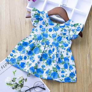 Nuovi prodotti in cerca di distributore <span class=keywords><strong>giovani</strong></span> ragazze cotone turco Casual modelli semplici blu abiti con stampa completa - Product Image 1