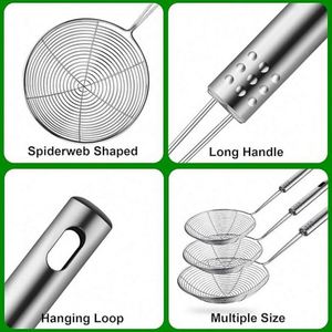 Factory Price Stainless Steel Oil Strainer Fried Food Colander <b>Kitchen</b> Skimmer Spoon <b>Gadgets</b> Utensils Cooking Wire Mesh Strainer - Product Image 3