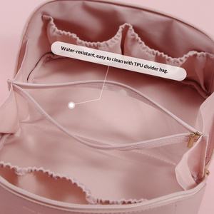 Sac à cosmétiques imperméable en cuir PU de couleur unie à fermeture éclair transparente pour femmes Berger, grande capacité moyenne - Product Image 4