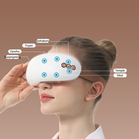 Masseur oculaire sans fil avec compresse chaude et froide, appareil de massage pour les yeux avec 12 vibrateurs en silicone pour soulager les migraines, la sécheresse oculaire et favoriser la relaxation