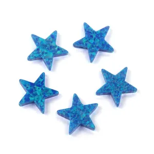 Harga pabrik OP05 biru Opal bintang jimat batu 6mm sampai 12mm sintetis api lima bintang batu Opal