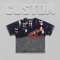 Camiseta retro americana de algodón, camiseta para hombre de 300 g/m², 100 % algodón, efecto descolorido por el sol, estampado con efecto lavado ligero, corte holgado.